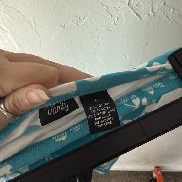 Vanity Y2k Hawaiian‎ Large Blue White Floral Strapless Tube Top Beach Summer - Picture 7 of 7